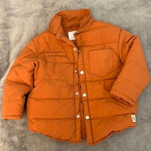Orange Zara coat toddler 2-3